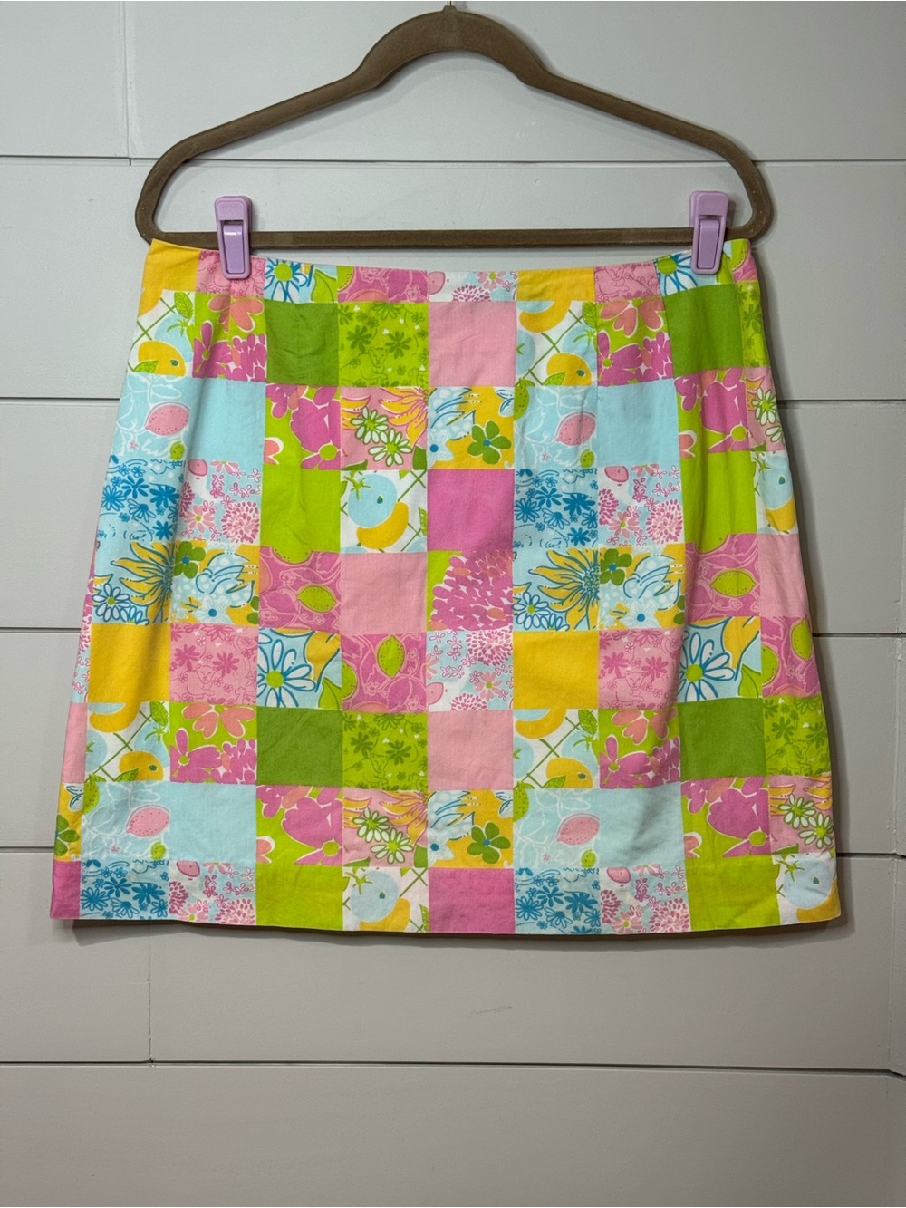 Vintage Lily Pulitzer Cotton Patchwork Floral Mini Skirt Size 14